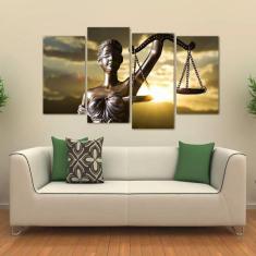 Quadro Decorativo Símbolo Da Justiça Em Tecido 4 Peças 1