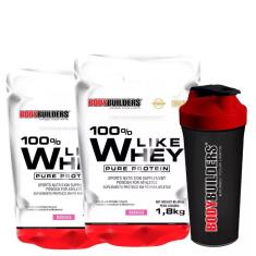 Kit Suplementos 2x 100% Like whey protein Massa magra crescimento de músculos 1,8kg + Coquteleira 600ml