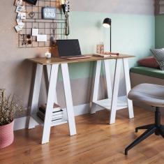 Mesa Escrivaninha Cavalete para Escritório Mel / Branco