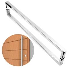 Puxador De Porta U Luxo 1 Metro Madeira Vidro Aço Inox Prata Escovado Brinovar