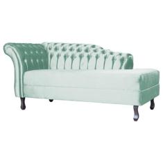 Recamier Decorativo Divã Styllus Lado Direito Veludo Acqua Pés Madeira