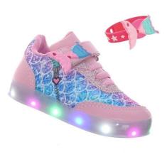 Tenis Infantil Sapato De Sereia Criança De Led Luzinha Pisca + Pulseir