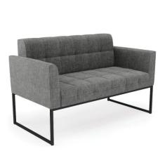 Sofá Namoradeira Elisa Linho Grafite A26 Base Metálica Industrial Pret