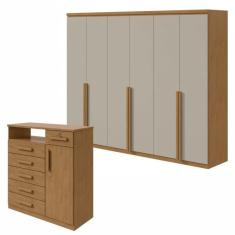 Conjunto Com Guarda-roupa Alonzo E Cômoda Da Vinci Com Nicho