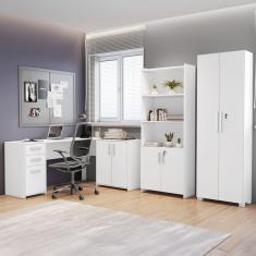 Kit 3 Peças Com Mesa Para Escritório Em L, Armário Multiuso A