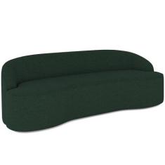 Sofá 4 Lugares Curvo Sala de Estar Living Lótus D02 Linho Verde Musgo 