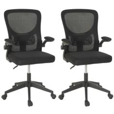 Kit 2 Cadeiras De Escritório Giratória Mônaco Com Relax E Regulagem De Altura - All Black