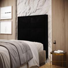 Cabeceira Estofada Maia 90 Para Cama de Solteiro Sued Preto Aradecor