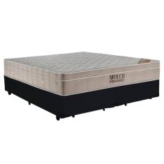 Cama Box King Bipartido Suede + Colchão Ortobom Airtech Molas Ensacadas 65x193x203 Cor:preto