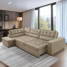 Sofá de Canto Retrátil e Reclinável com Molas 3,40x2,00 Esq Virginia S