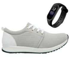 Tênis Esportivo Feminino Leve e Macio Para Academia Caminhada Corrida + Relógio-Feminino