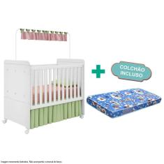 Berço Americano Bambino com Colchão Fiorello Branco Brilho