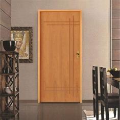 Kit Porta de Madeira 210x82cm Batente 14cm Fechadura Golf Belissima 9 Rodam Imbuia