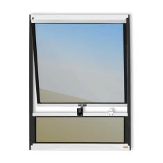 Janela de Alumínio Maxim-Ar com Bandeira 80x60cm Vidro Espelhado Plus Brimak Mix Preto