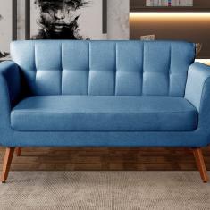 Namoradeira Sofá Bruna Moderna Decoração Sala Recepção Azul