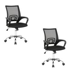 Kit 2 Cadeiras para Escritório com Rodízios Manchester Preto