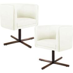 Kit 02 Poltronas Decorativas Giratória Base X Betina D02 Material Sint