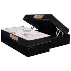 Cama Box Baú Solteiro: Colchão Anatômico Polar D28 Orthoface Black + Base CRC Suede Black (88x188)