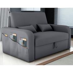 Sofá Cama Com Baú Gorteen Veludo Cinza