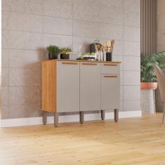 Balcão 3 Portas 1 Gaveta Cozinha Madri Cinamomo/Off-White