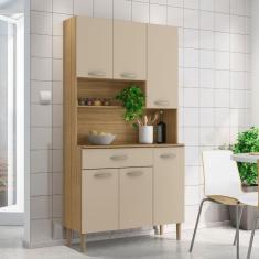 Armários para Cozinha 6 Portas e 1 Gaveta Apolo Freijó/Vanilla