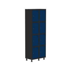 Armário Locker Guarda-roupa 8 Portas Aço Grp 502/8 Preto/Azul Delrei