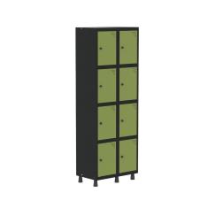 Armário Locker Guarda-roupa 8 Portas Aço Grp 502/8 Preto/Verde Miró
