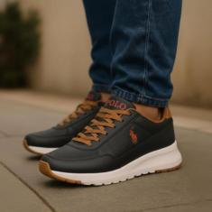 Tenis masculino Polo Open Sapato Leve Macio Casual Dia a Dia, Preto, 3