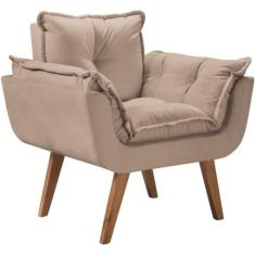 Poltrona Opalla Base Palito  01 Lugar Suede - RD Decor, Capuccino