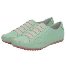 Tenis Sapatilha Feminina Couro Conforto Palmilha EVA Macia Solado Borracha Com Cadarço-Feminino