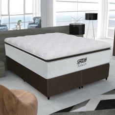Cama Box Queen Colchão De Molas Ensacadasbranco Marrom