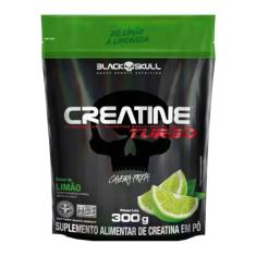Creatine Turbo BlackSkull - Creatina Monohidratada em pó, com carboidrato para melhor absorção e performance (300g Refil, Limão)