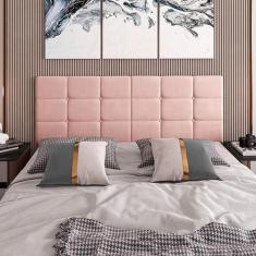 Cabeceira Modulada Cama Estofada Bia Casal Box 1,40 M - Shop Mais, Ros