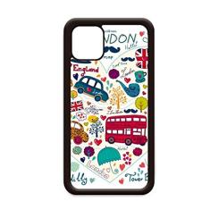 Love Heart Big Ben Bus Bandeira do Reino Unido para iPhone 11 Pro Max Capa para Apple Mobile Case