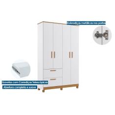 Guarda Roupa Bebê 4 Portas E 2 Gavetas Jujuba Nature/branco - Permóbili Baby