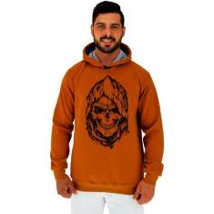 Blusa Moletom Tradicional Com Touca MXD Conceito Dead Skull, Mostarda,