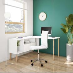 Cadeira de Escritório Secretária Giratória Audrey Branca