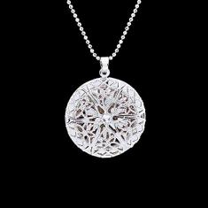 Colar com pingente relicário Vazado Prateado para Foto