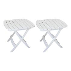 Conjunto com 2 Mesas para Área Externa Retangulares Mobiliario Branco 