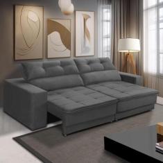 Sofá Retrátil e Reclinável 2 lugares 1,70m com Molas Emily Suede Cinza