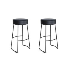 Conjunto 2 Banquetas Nice em Aço Industrial Yescasa Preto/Preto