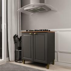 Balcão de Cozinha 80cm 2 Portas Roma Preto