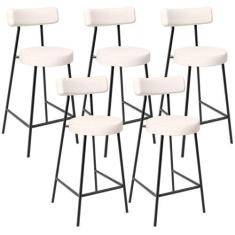 Kit 05 Banquetas Baixa Para Cozinha Sala De Jantar Bancada Milão L02 L