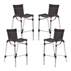 Kit 4 Banquetas Fortaleza Em Alumínio Alta Edícula Cozinha Pedra Ferro