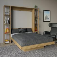 Cama Articulada de Casal com 8 Prateleiras e 2 Nichos 209,9x198,5cm Cm8040 Amendoa