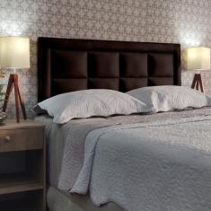 Cabeceira Cama Casal Módena H8 Diamond Suede Marrom 60 RBL