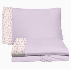 Jogo de Lençol 3 Peças Berço Americano 70x130cm Foguete Rosa Brilha Ma