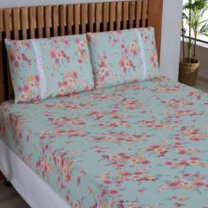 Lençol King Estampado Com Elástico Malha 100% Algodão Macio - Meta Mar