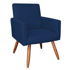 Poltrona Nina Suede Azul Marinho Pés Palito Castanho D´rossi