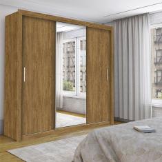 Guarda Roupa Isabela Casal 3 Portas de Correr Com Espelho Luxo Carioca Móveis